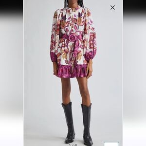 Farm Rio Sunset Tapestry Long Sleeve Shirt Dress Size L